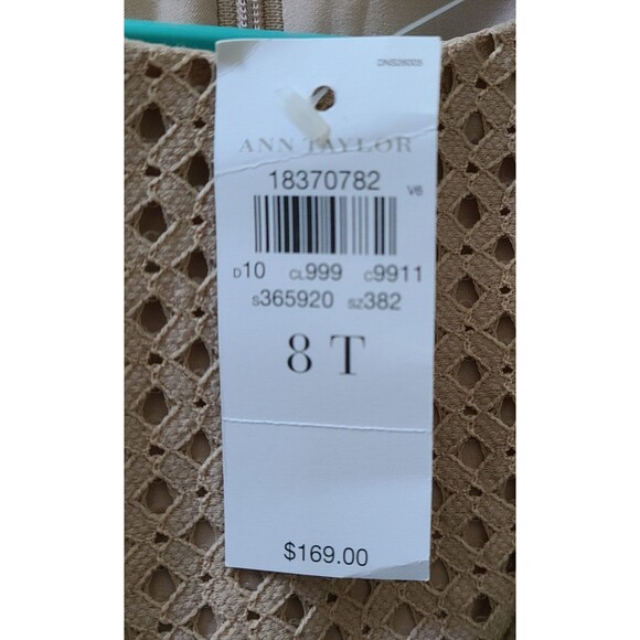 NWT $169 Ann Taylor Womens Sheath Dress Beige Wool-Blend Sleeveless Tall Size 8T - Picture 7 of 10